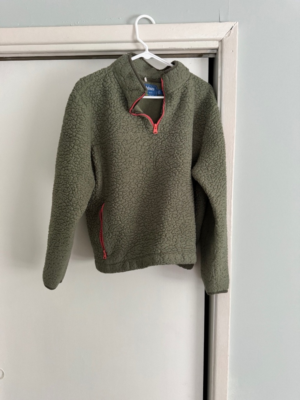 Chubbies Large Fleece Quarter Zip 1/4 Orange Green